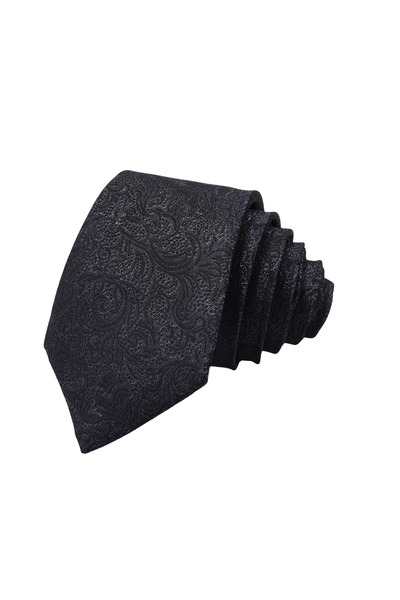 Elegante Cravatte Slim Fit Shawl Pattern Anthracite Color Tie - Special Boxed