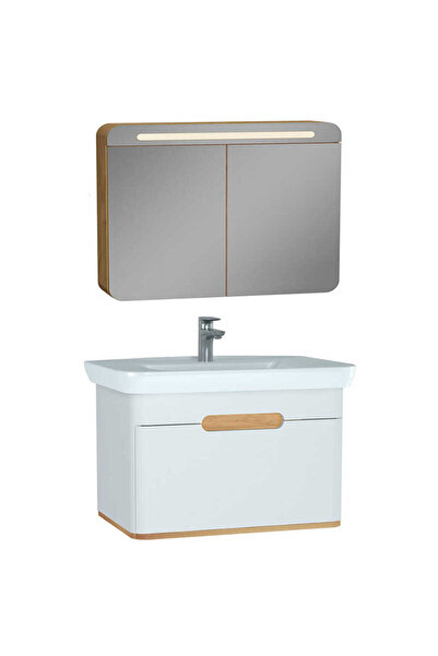 VitrA Sento Aynalı Çekmeceli Dolap Seti, Beyaz, 80cm (60813, 60896)