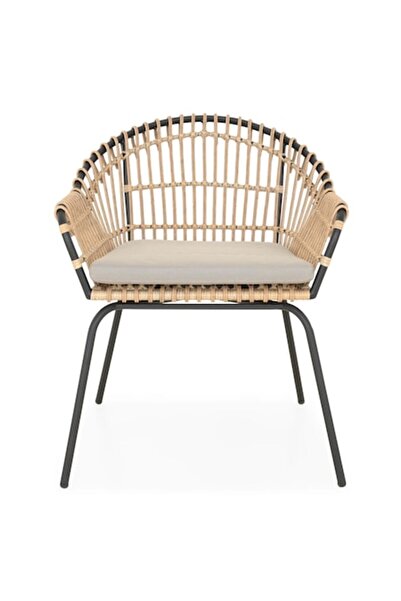 Maison Mex Scaun dining gradina/terasa, ALBA, L.75 l.68 H.80 cm, negru/gri