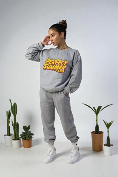 Wish BF supradimensionat Perfect Summer cu imprimeu cu glugă Set de trening p...