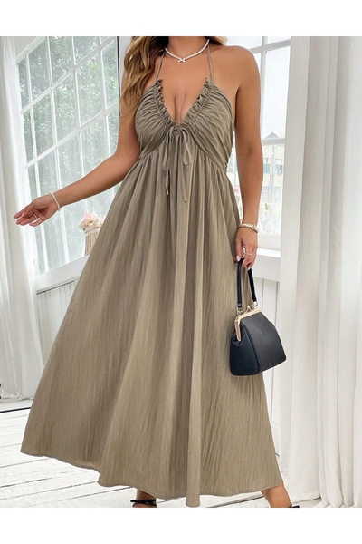 Sheya Curve+ maxi dress, beige
