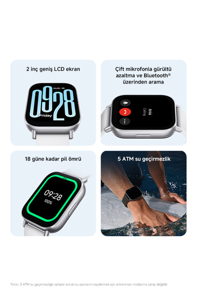 Xiaomi Redmi Watch 5 Active Akıllı Saat Siyah (Xiaomi Türkiye Garantili) Sesli Görüşme Özellikli