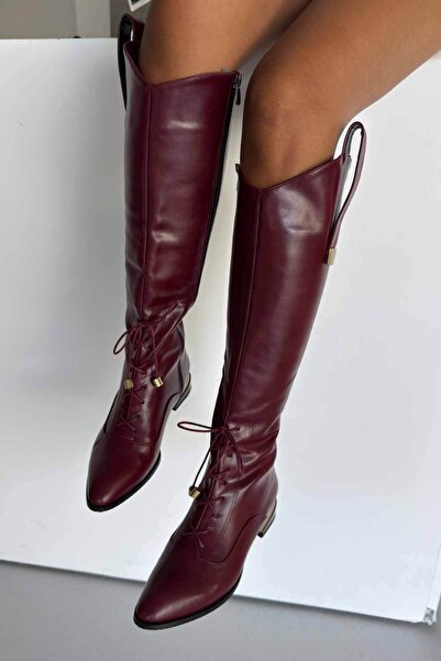 AYAKKABI PRENSİ Janica Bağcık ve Toka Detaylı BORDO MAT