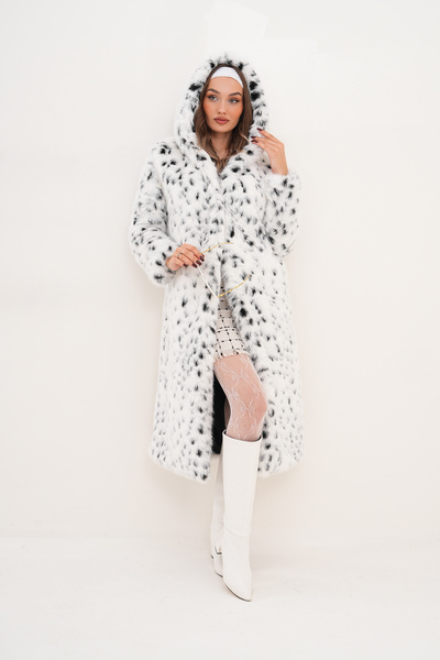 NAVY Full Length Hooded Feather Coat