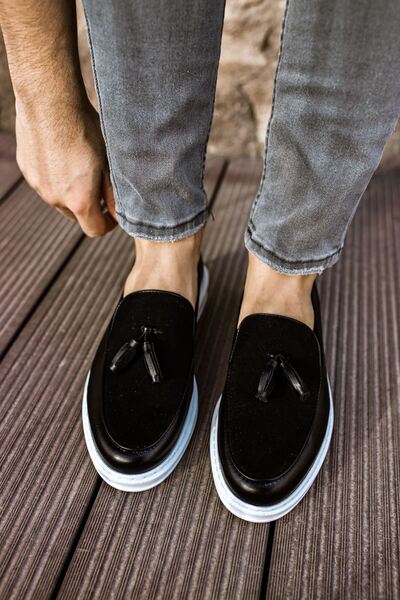 Zerenyus ZRN002 Премиум ежедневни мъжки мокасини в черно и бяло