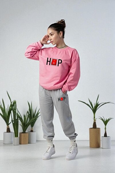 Wish BF oversized Hop με τύπωμα με κουκούλα Σετ φόρμας χειμερινό, Βαμβάκι τεμ...