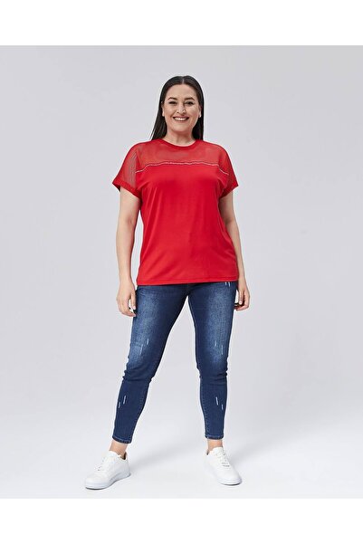 MojerHermosa Mesh Stone Detailed T-Shirt