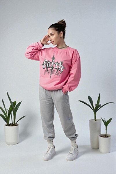 Wish BF oversized Faith με τύπωμα με κουκούλα Σετ φόρμας χειμερινό Βαμβάκι τε...