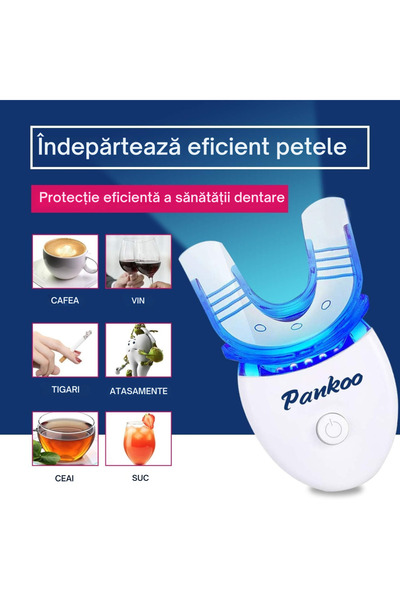 Lee Kit Albire Dinti LED, Set Dentare Fara Peroxid, 10x Gel + Benzi, Gutiera Premium
