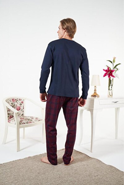 Estiva Combed Cotton Interlock Checkered Long Sleeve Men's Pajama Set