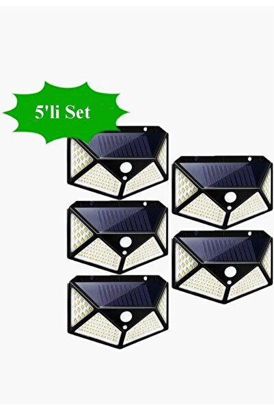 gaman 5 Adet 100 Led Solar Güneş Enerjili Hareket Sensörlü 4 Taraflı Bahçe Ga...