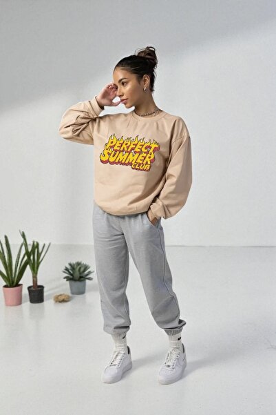 Wish BF supradimensionat Perfect Summer cu imprimeu cu glugă Set de trening p...