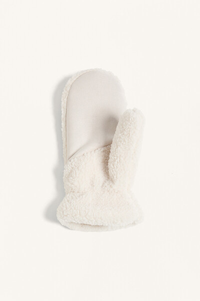 Oysho Faux shearling mittens with cord