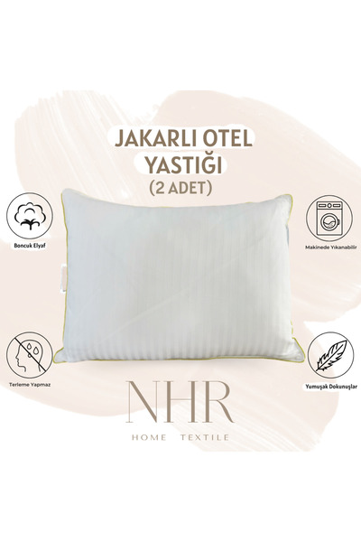 NHR HOME Jakarlı Otel Yastığı, Pamuklu Kumaş / 50x70 650gr / 2 Adet