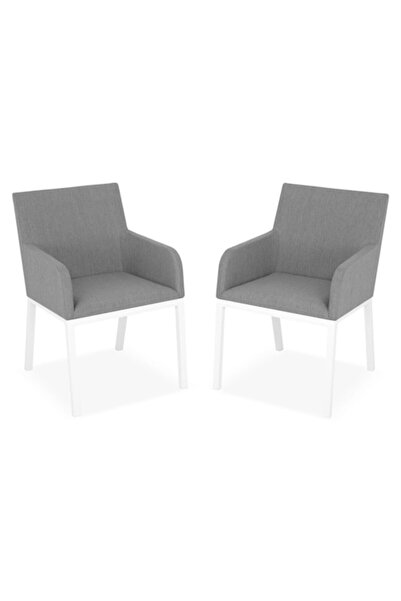 Maison Mex Set 2 scaune gradina/terasa, OSLO, L.55 l.62 H.82 cm, alb/gri