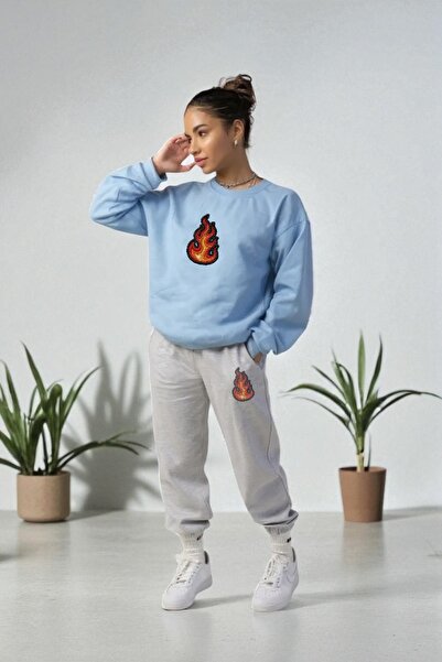 Wish BF supradimensionat Alev cu imprimeu cu glugă Set de trening de iarnă, b...