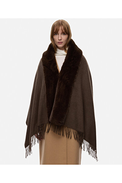 İpekyol Faux Fur Tassel Poncho