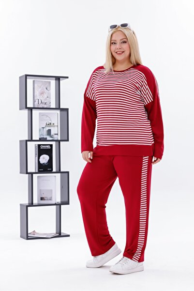 Siyezen Plus Size Striped Cotton Lycra Suit