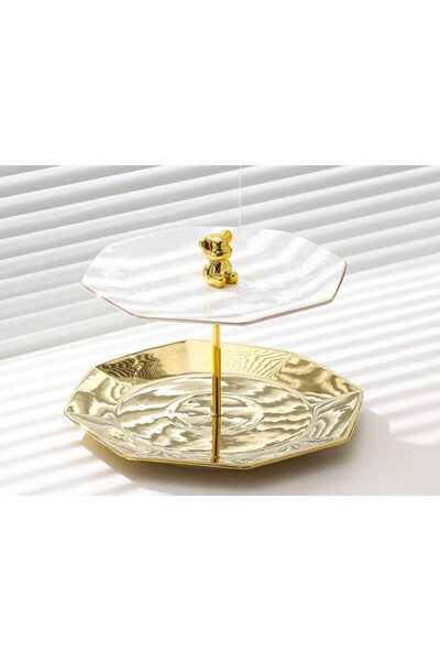 Trendy's Δίσκος φρούτων TRENDY'S, με δύο χρυσά επίπεδα, 20X25 εκ.