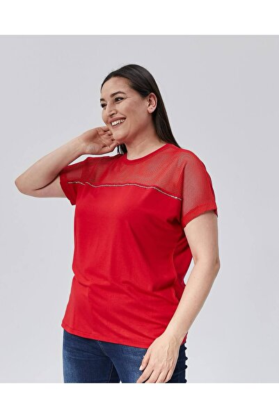 MojerHermosa Mesh Stone Detailed T-Shirt