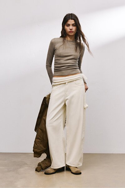 Pull & Bear Soft touch T-shirt with gathered detail