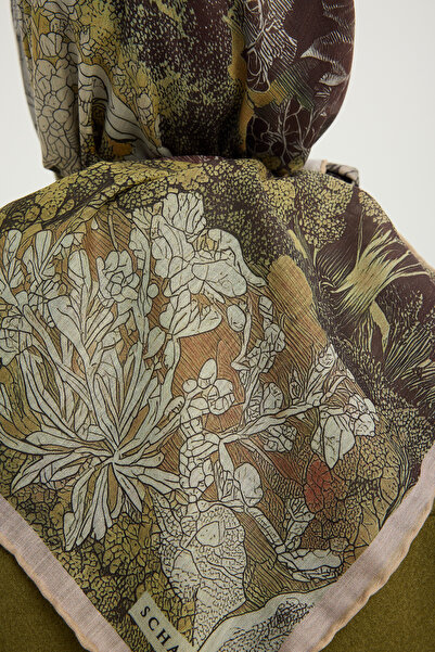 Schaless Silent Seasons - Mink - Efilia Patterned Scarf - 90X90 cm