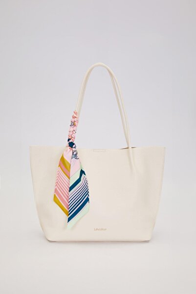 Levidor Cream Scarf Detailed Shoulder Bag