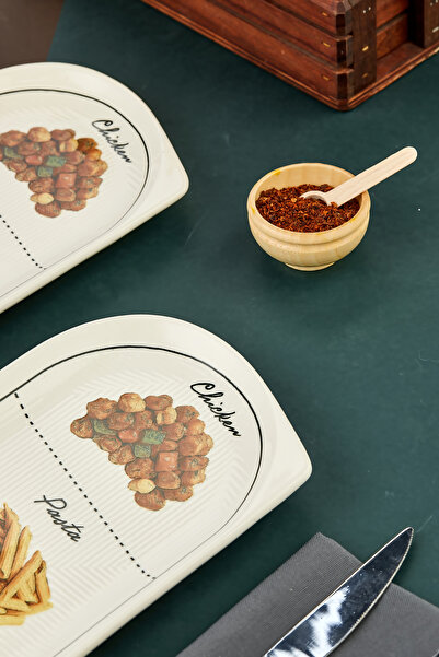 EMBazaar 2'Lİ Seramik Dikdörtgen Tavuk Dünyası Tabağı/Makarna Tabağı