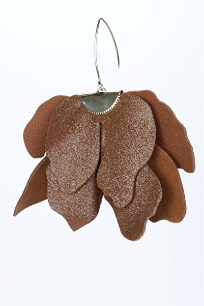 HAIArt Handmade leather floral earrings - Brown pearl