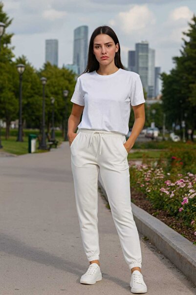 ECK MODA Pantaloni de sport pentru femei din țesătură modal, complet din lycra, cu picior elastic