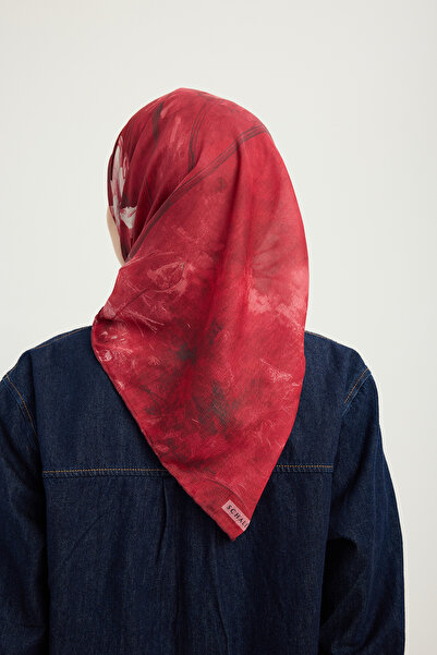 Schaless Timeless Dream - Red - Efilia Patterned Scarf - 90X90 cm