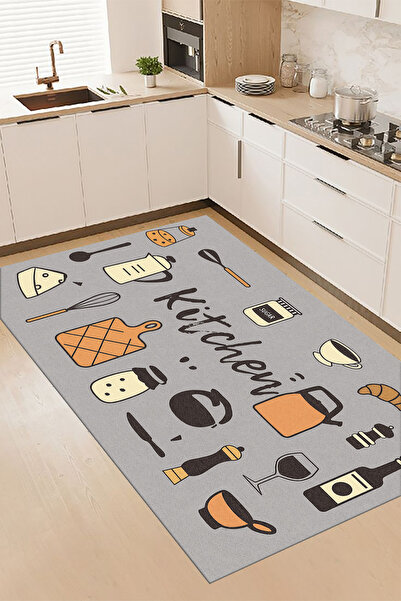 ferahome Dijital Baskı Modern Desenli Kaymaz Dot Taban Yıkanabilir Mutfak Hal...