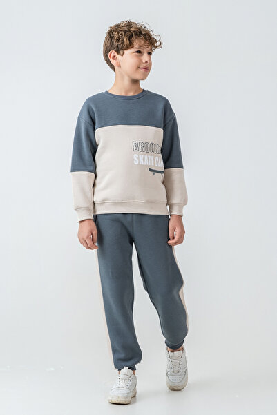 AHENGİM Σετ χειμερινής φόρμας για αγόρια Brooklyn Skat Clup με στάμπα με 3 κλωστές Ak4228