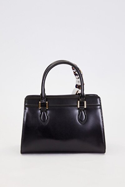 Levidor Black Scarf Strap Decorated Shoulder Bag