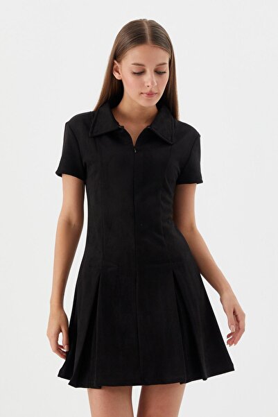 Shopping Shop Süet Mini Elbise SIYAH