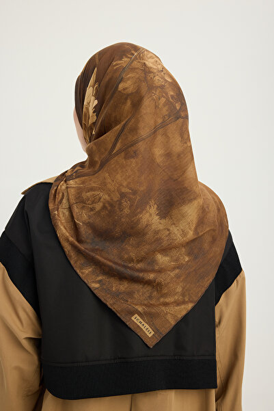 Schaless Διαχρονικό Όνειρο - Καφέ - Κασκόλ με σχέδιο Εφιλίας - 90x90 εκ.