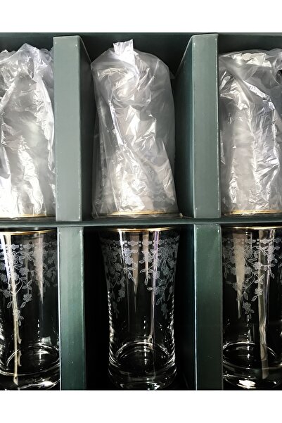 DECOSTYLE Paşabahçe Matte Gold 300 Cc Water Glass – Premium Glass Set of 6 |