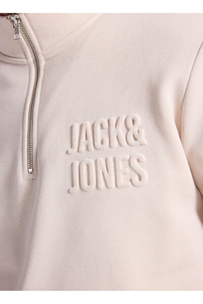 Jack & Jones Dik Yaka Krem Erkek Sweatshırt 12299799 JORNEWOVE SWEAT SMU