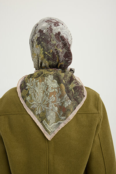 Schaless Silent Seasons - Mink - Efilia Patterned Scarf - 90X90 cm