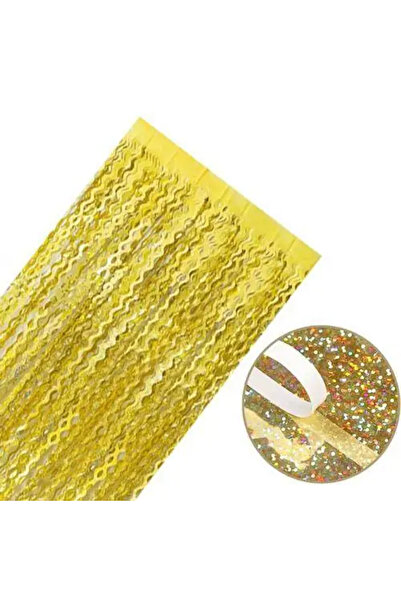 kidspartim Metalized Wavy Hologram Gold Background Ornament 100X200 cm