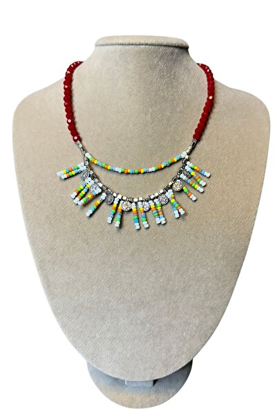 Uretti - Özlem 9422 6723 Handmade Ethnic Necklace with Sand and Crystal Beads
