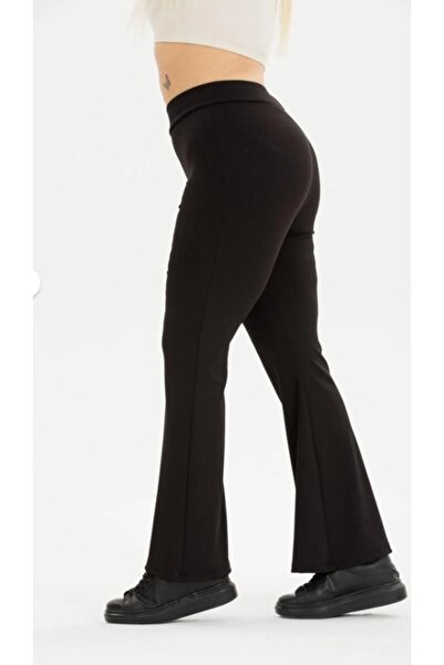 Livik Plus Size Women's Black High Waist Spanish Leg Shaping Drawstring Leggings Pants