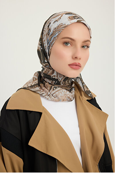 Schaless Cosmic Paisley - Καφέ - Κασκόλ με σχέδιο Efilia - 90x90 εκ.