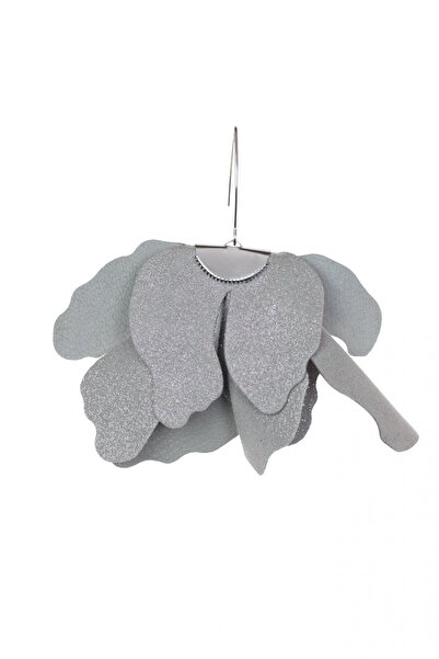 HAIArt Handmade leather floral earrings - Gray with glitter