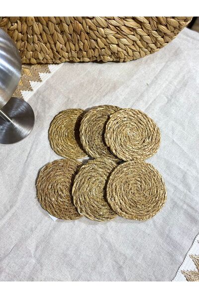 LEONEV 6-Piece Wicker Coaster Set