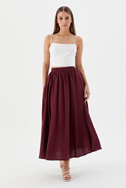 Shopping Shop Elastic Waist Balloon Skirt Bordo