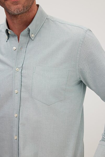 Tudors Erkek Regular Fit Klasik Kesim Premium Oxford %100 Pamuk Mint Gömlek
