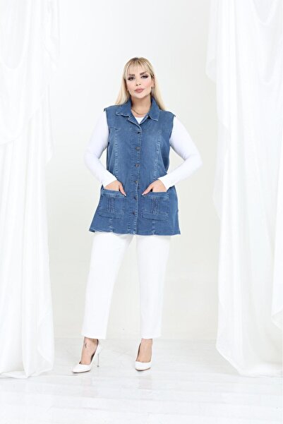 EYLÜLXXL VESTĂ DE DENIM MĂRĂ DE MĂRIME PENTRU FEMEI