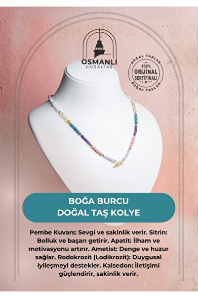 OSMANLI DOĞAL TAŞ Sertifikalı Boğa Burcu Doğal Taş Kolye