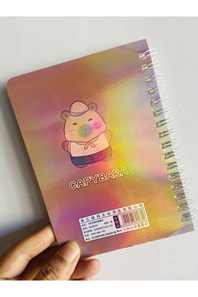 synshop Capybara Capybara Notebook Spiral Bound Gilded Shiny Cover 15X12 cm 40 Sheets